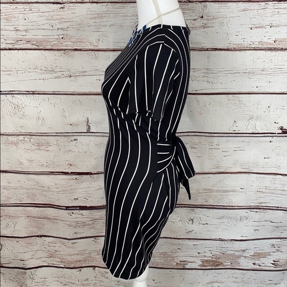 Blue Blush Black & White Pinstripe Dress small - Picture 3 of 8
